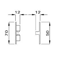 sklapka dven 664 OL 70x12x12 mm, protikus 50x12x12 mm